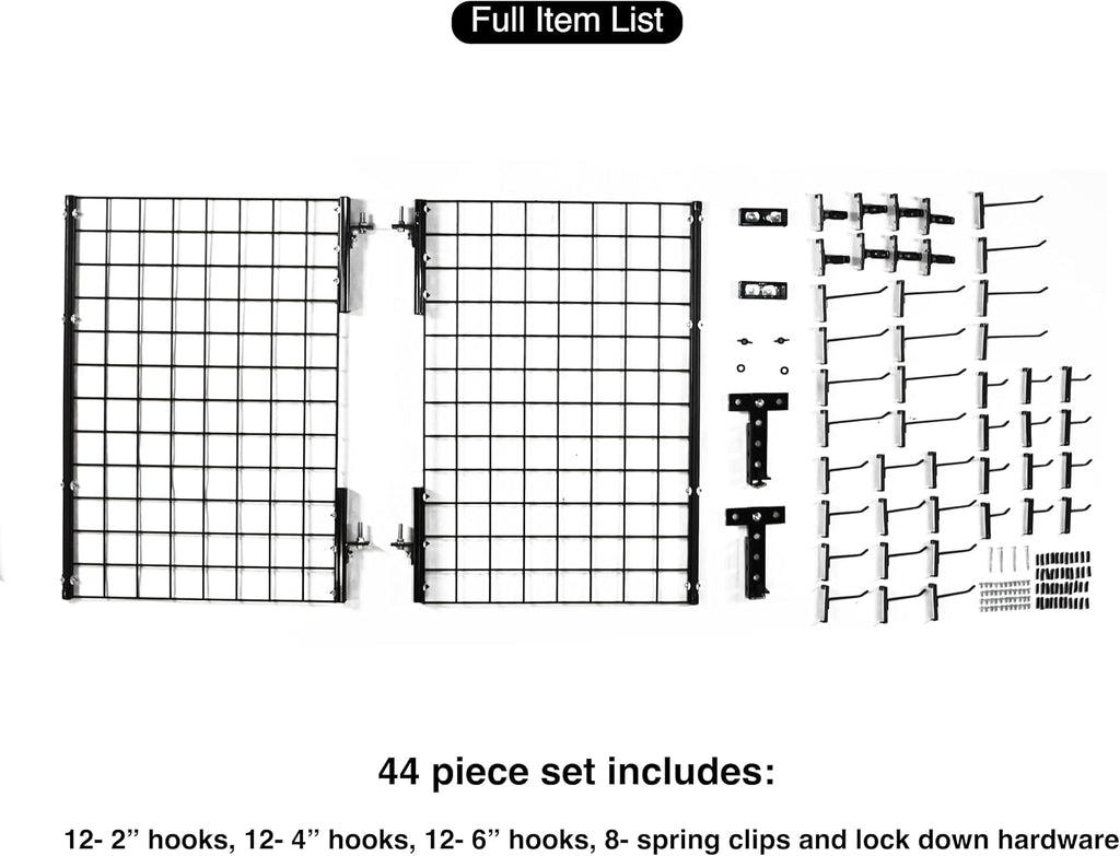 Wall Mounted Pivoting Garage Organizer Panel, 22 Piece Kit (Double Panel)