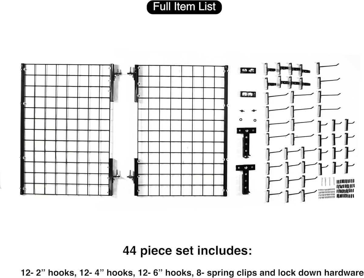 Wall Mounted Pivoting Garage Organizer Panel, 22 Piece Kit (Double Panel)