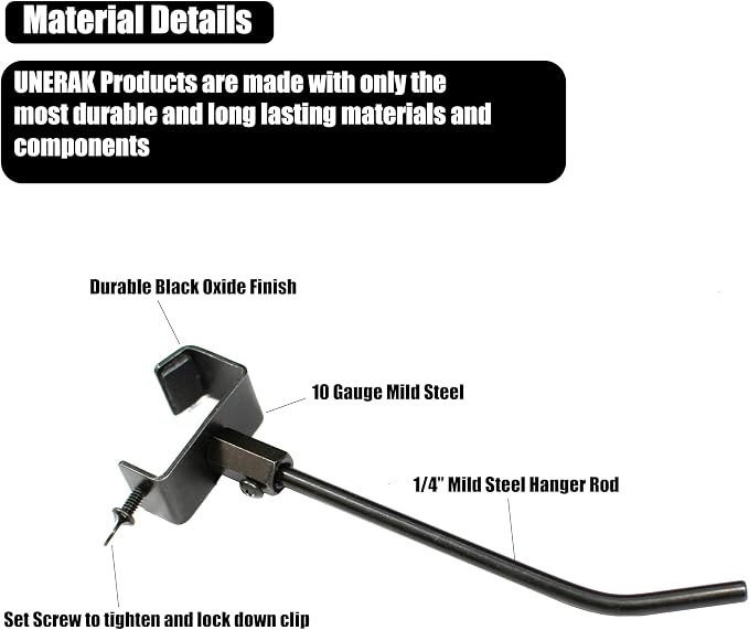 UNERAK Light Duty Hanger Bar, Wall Mount Storage Hooks, 6-Pack,