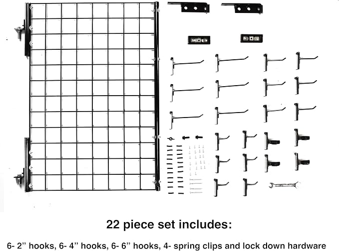 Wall Mounted Pivoting Garage Organizer Panel, 22 Piece Kit