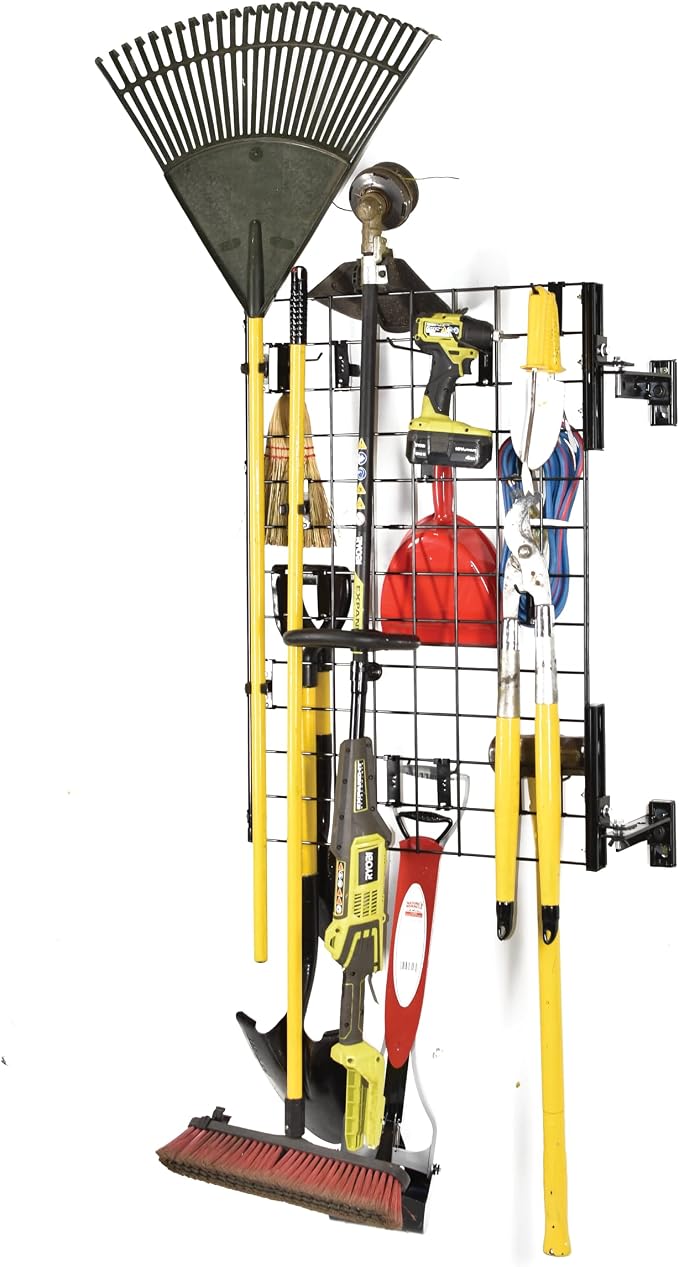 Wall Mounted Pivoting Garage Organizer Panel, 22 Piece Kit