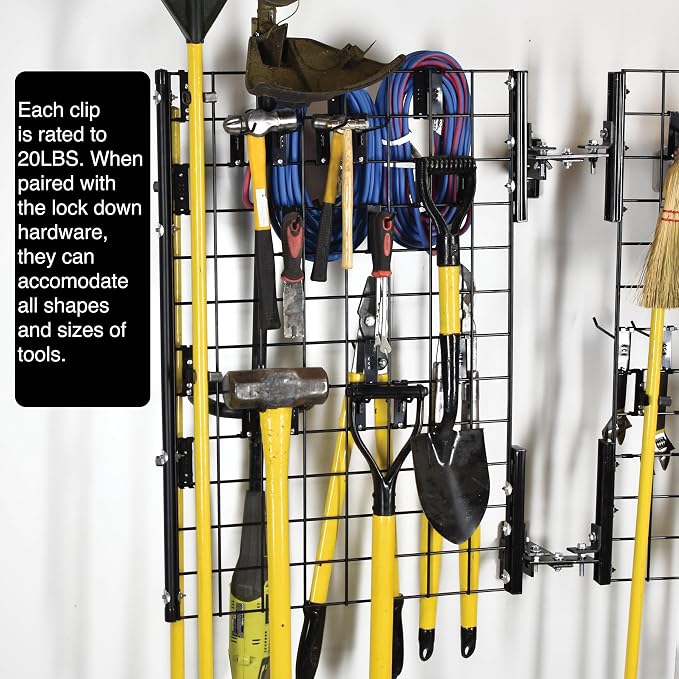 Wall Mounted Pivoting Garage Organizer Panel, 22 Piece Kit (Double Panel)