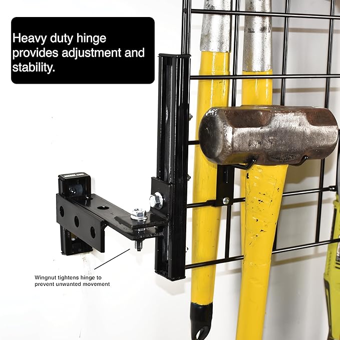 Wall Mounted Pivoting Garage Organizer Panel, 22 Piece Kit