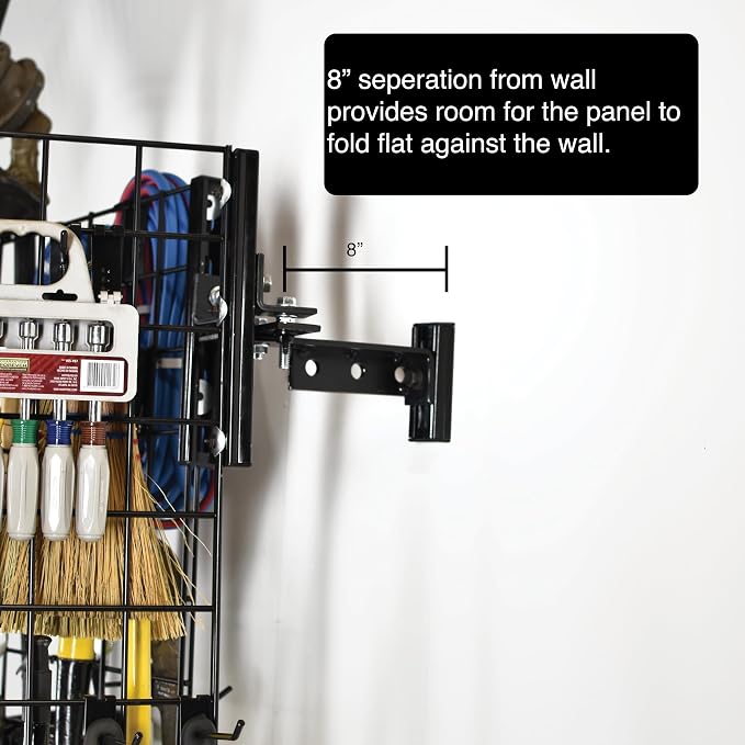 Wall Mounted Pivoting Garage Organizer Panel, 22 Piece Kit (Double Panel)