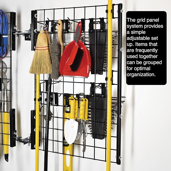 Wall Mounted Pivoting Garage Organizer Panel, 22 Piece Kit (Double Panel)