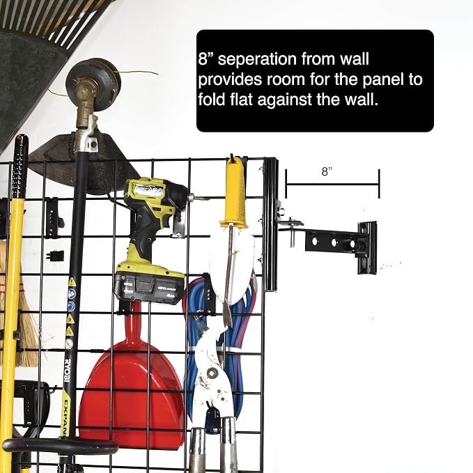 Wall Mounted Pivoting Garage Organizer Panel, 22 Piece Kit